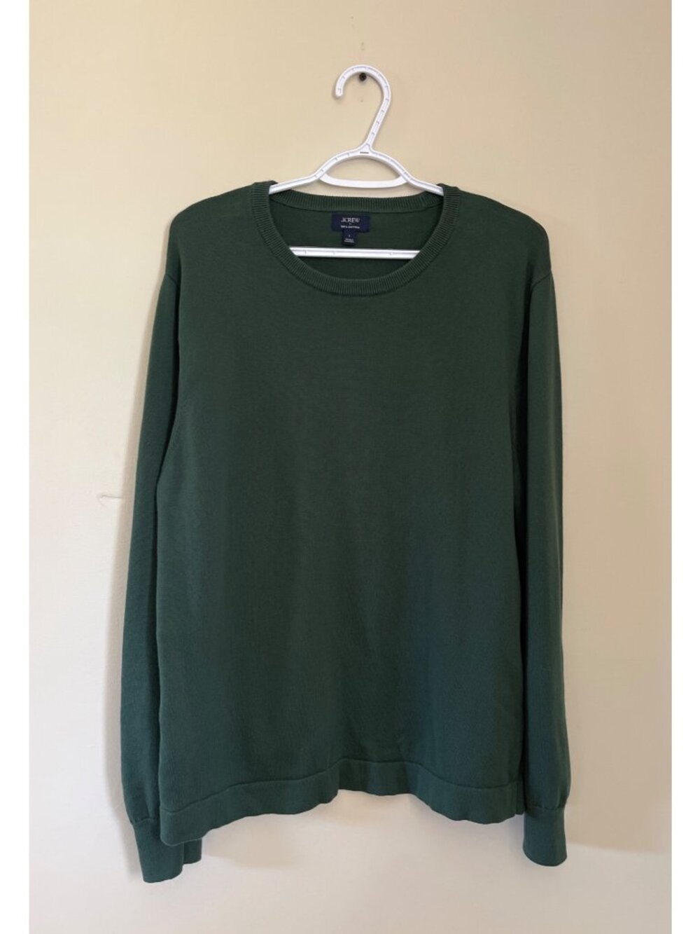 J.Crew Factory Mens Large Forest Green Pullover Crew Neck Sweater Long Sleeve